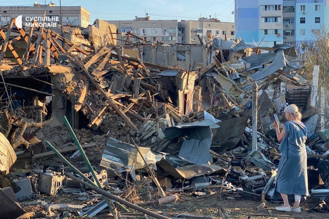 nightly assaults become routine russian drones swarm ukrainian skies injuring civilians woman stands amid ruins destroyed houses mykolaiv after missile strike overnight 2-3 2025 eb034a36-d4db-4f0c-b153-5c08e3a68e94 drone attacks again battered ukraine