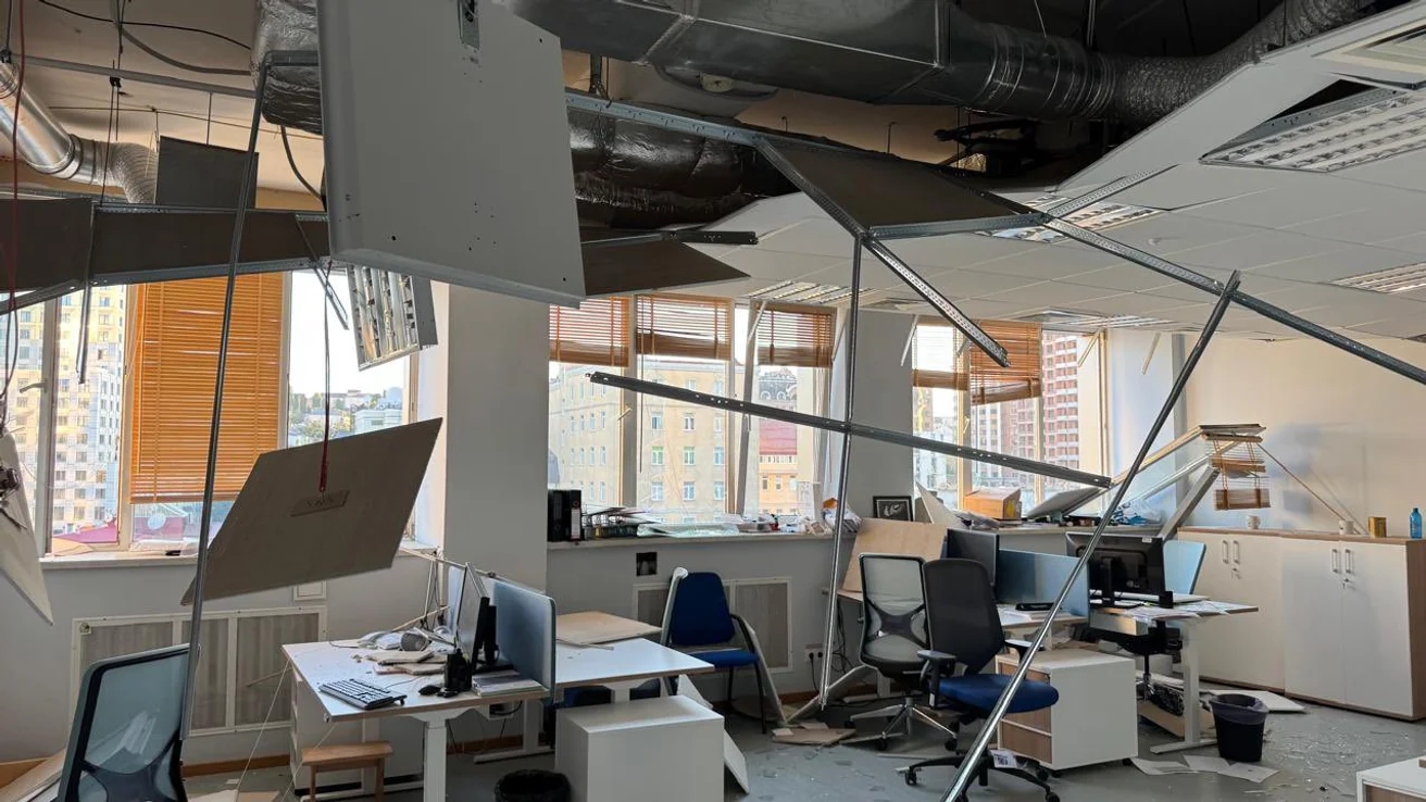 Damaged building of the European Union
