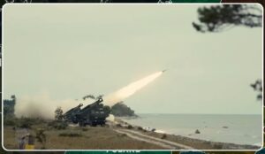 Estonia’s first HIMARS live-fire drills targeted mock bunkers and launch pads, mirroring Russian positions in Kaliningrad. Photo: Screenshot from the video