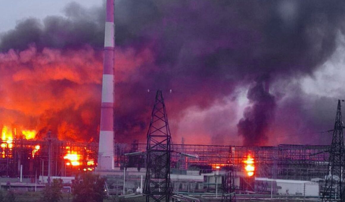analysis two months deep strikes explains what ukraine really targets russian oil refineries · post fires kuybyshevsky refinery samara russia after drone attack 28 2025 telegram/exilenova+ oil-depot-on-fire-samara-5008117500373742143 ukraine’s two-month strike