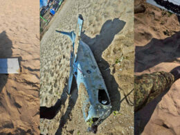 russian feniks recon uav washed ashore beach bulgaria—it crashed months ago black sea bulgaria 2025 photos bulgarian defense ministry rushkas-fenix-uav ukraine news ukrainian reports