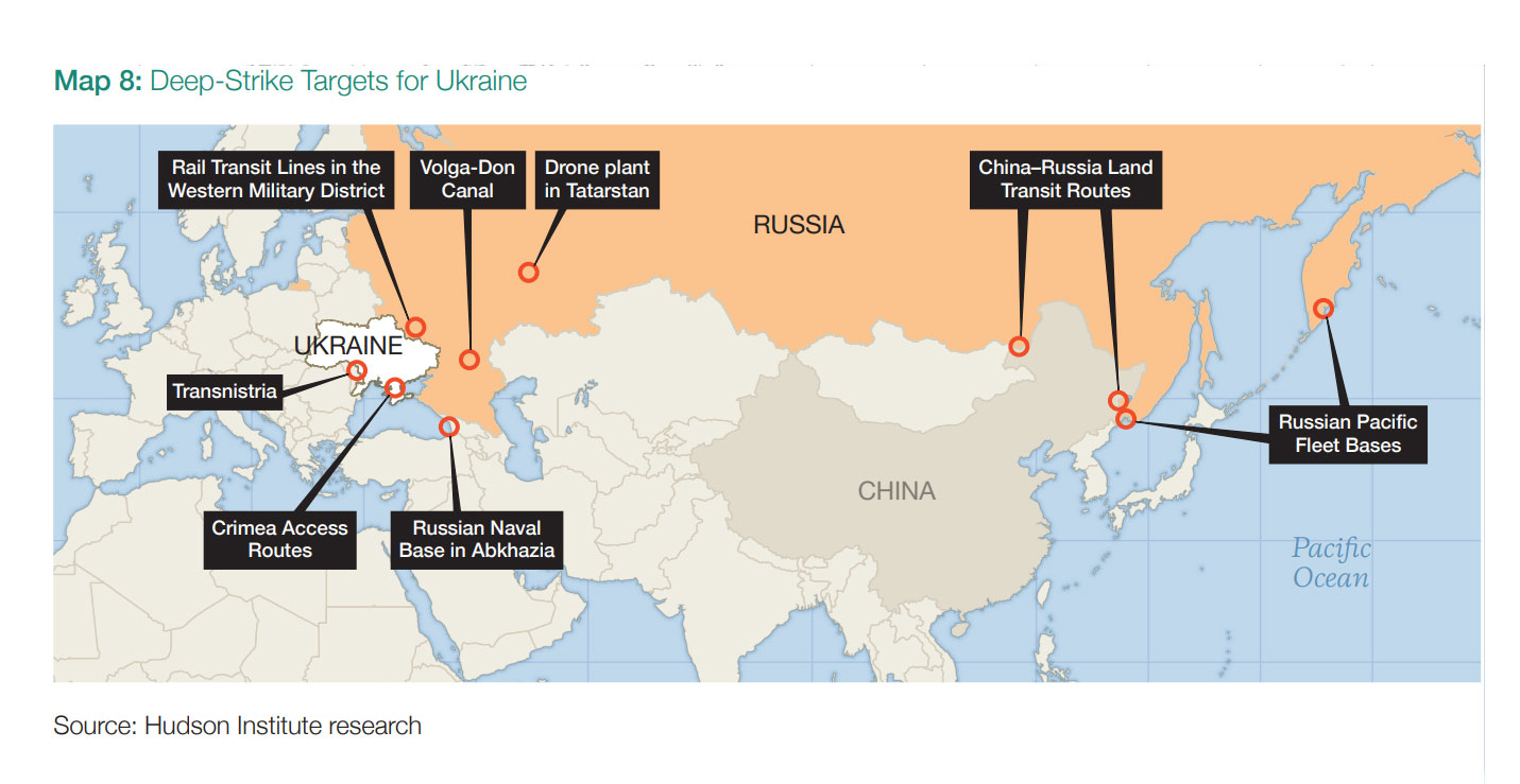 hudson institute lists russia’s eight most fragile military arteries ukraine could sever next break stalemate research strategic-targets-for-ukraine-to-hit-map has identified critical targets across russia occupied territories strike destabilize moscow’s war effort