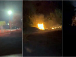 drone attack hits russia's rostov oblast—fire breaks out near railway station visible fire tatsinskaya area oblast during night 5 2025 following reported strike supernova+ tatsinskaya-rostov-attack-drones ukraine news ukrainian reports