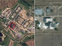 satellite photos reveal what’s left russia’s key oil hub prized radar crimea damage unetcha pumping station russia's bryansk oblast right destroyed skala-m site occupied dnipro osint unech-pumping-station-damage-and-crimea-skala-radar-destroyed charred pipeline structures
