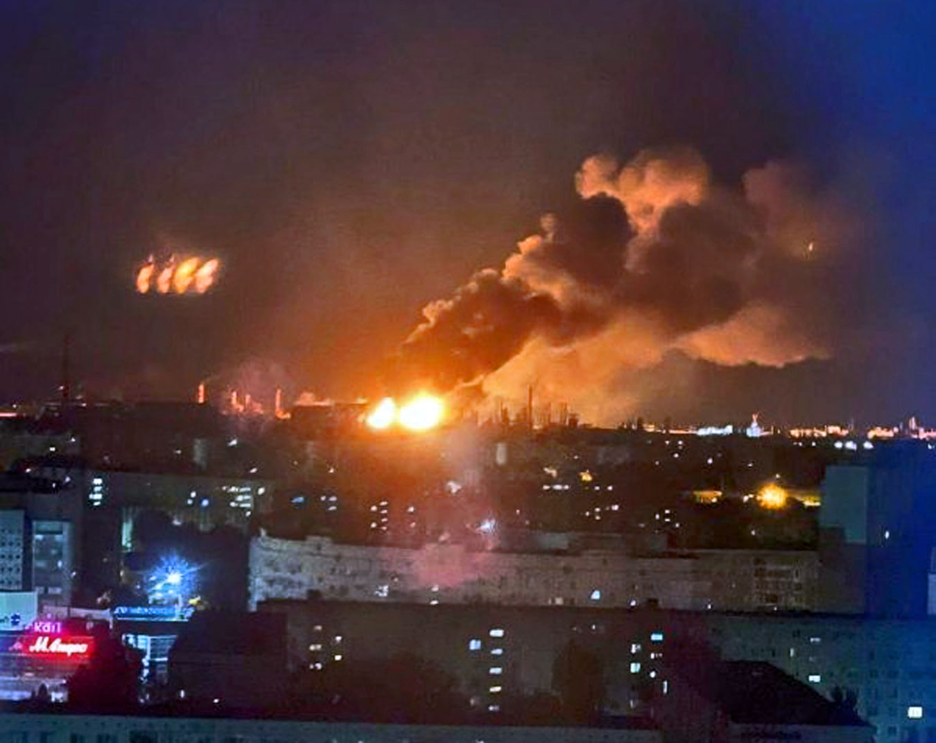 third fire days lukoil’s volgograd refinery burns again russia's oil overnight 19 2025 telegram/astra volgograd-refinery-burns-again-nicely new drone attack triggered large fires lukoil another site local officials claim debris caused despite