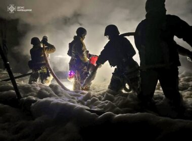 Russian drones ignited fire at an unspecified industrial enterprise in Kyiv Oblast, which rescue teams successfully extinguished without casualties.