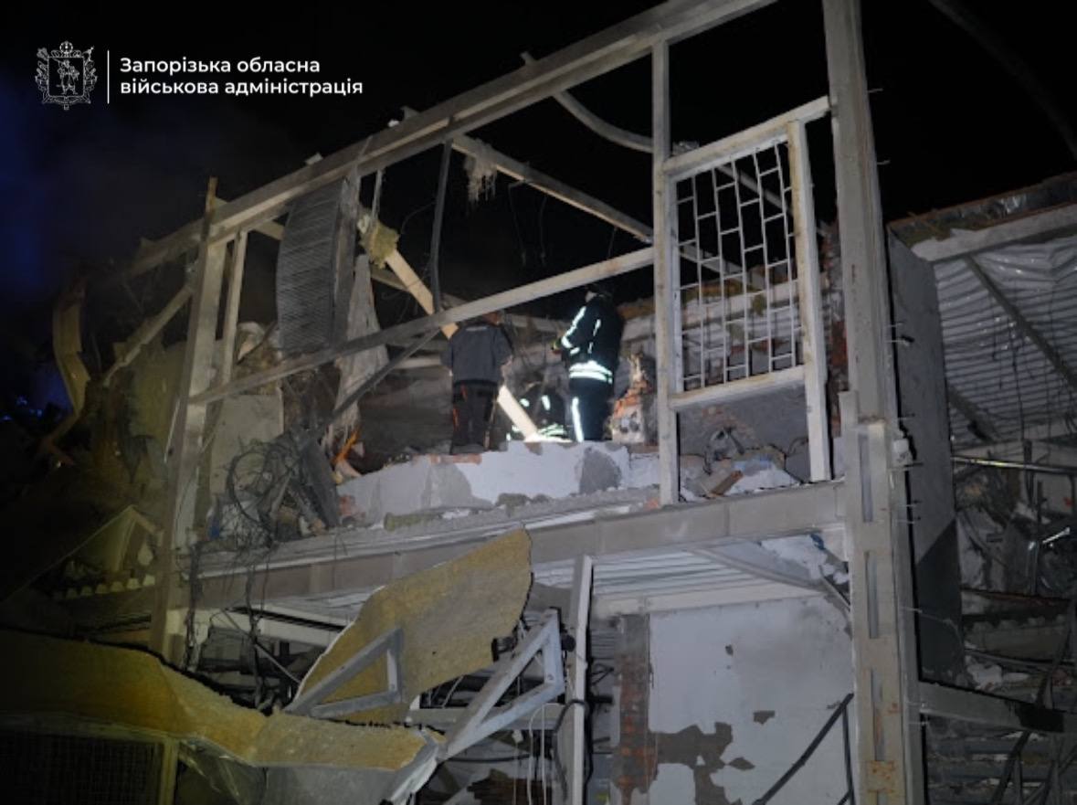 Ukrainian emergency responders assess damage to civilian infrastructure in Zaporizhzhia following the 26 September Russian drone attack that left nearly 9,000 residents without power