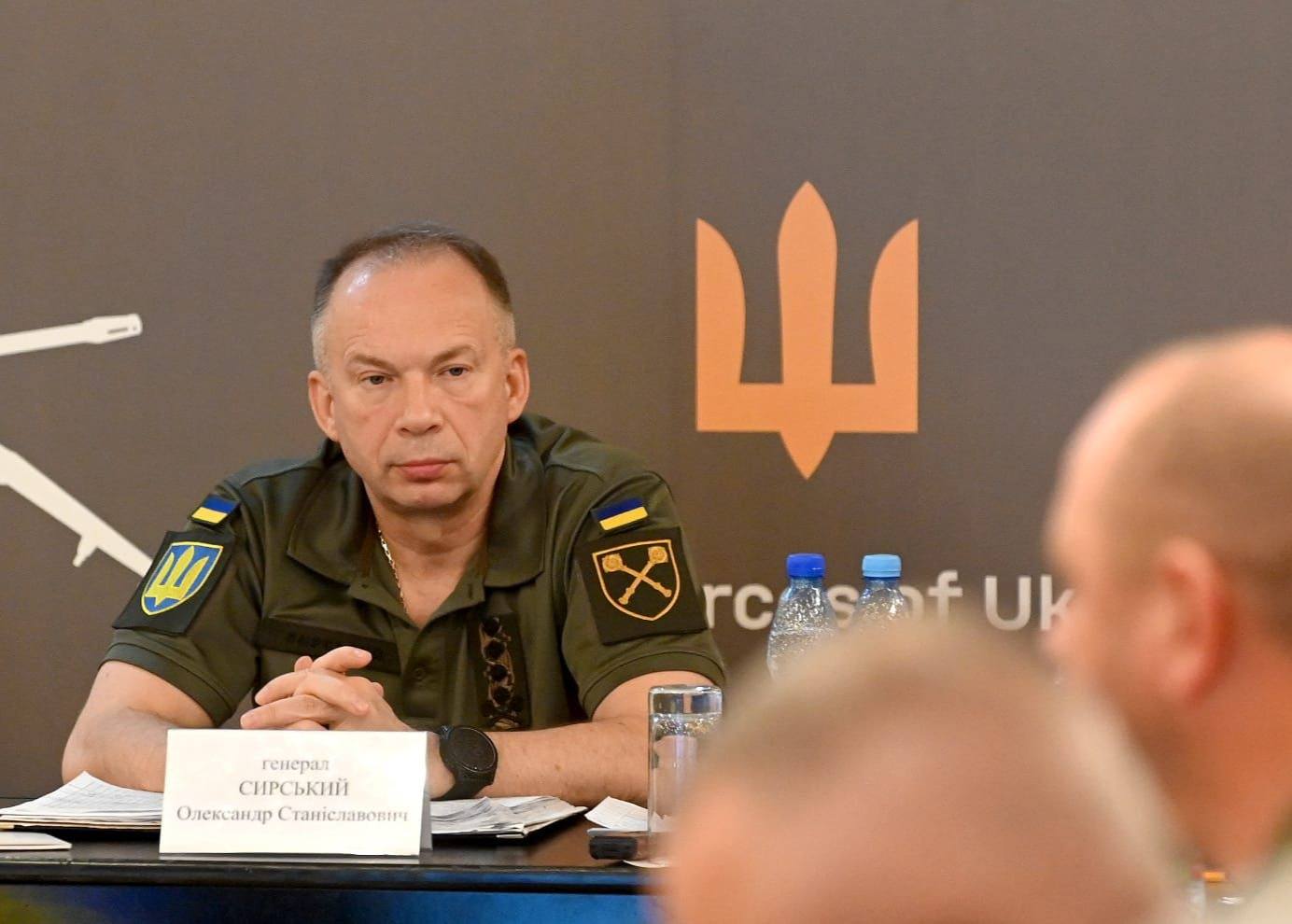 General Oleksandr Syrskyi at a meeting on Ukraine’s air defense and counter-drone operations.