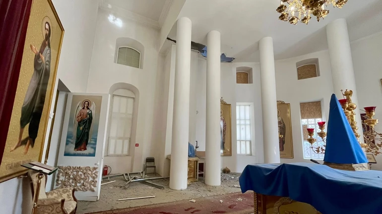 damaged church after russian attack