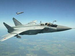 Russian MiG-31 jet in flight.