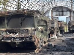 Destroyed Iskander vehicles.