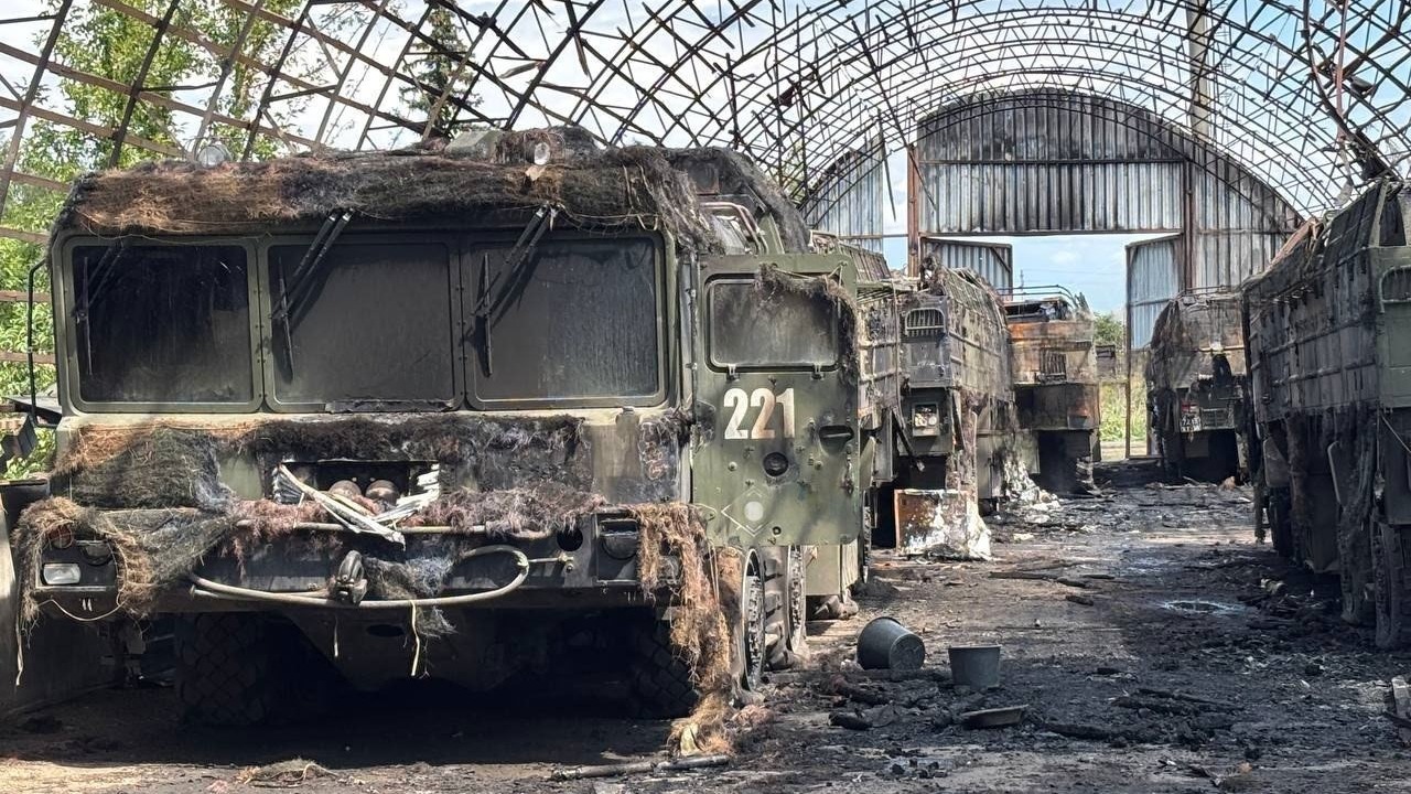Destroyed Iskander vehicles.