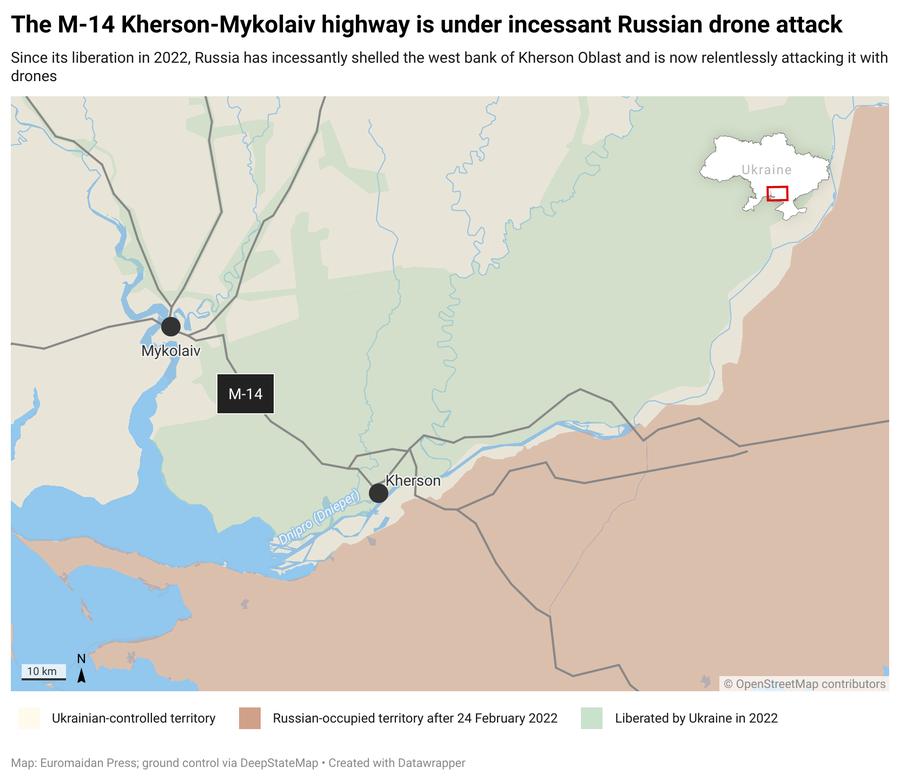 Russian drone safari Kherson Road blocked attacked civilians