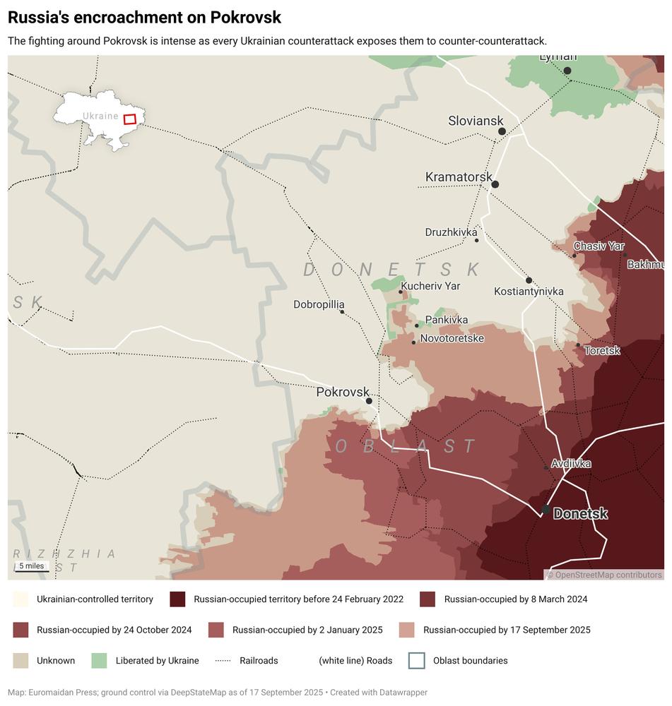 Map of fighting around Pokrovsk