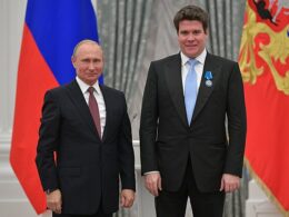 Denis Matsuev standing next to Vladimir Putin; pianist later faced concert cancellations in Europe due to his Kremlin ties.