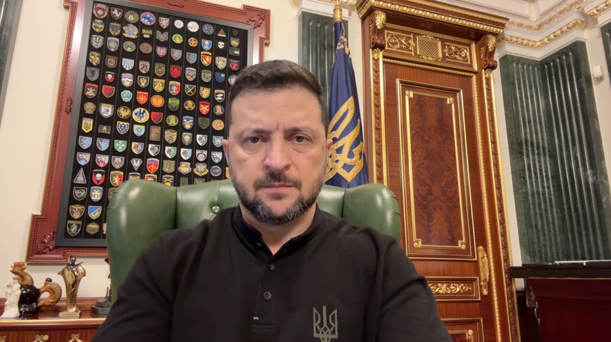 Ukrainian President Volodymyr Zelenskyy delivering his evening address on 26 September, 2025