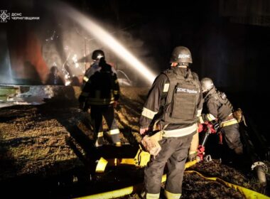 second russian double-tap strike ukraine's chernihiv oblast leaves firefighters hospitalized mid-rescue ukrainian extinguish blaze night state emergency service ukraine download drones returned hit exact site first responders had just arrived