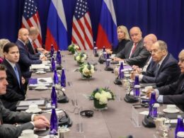 trump's paper tiger jab russia followed diplomatic showdown lavrov american russian delegations led marco rubio sergey meet sidelines un ga 23 2025 tass download america's top diplomat delivered blunt demand