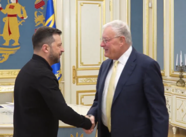 Ukrainian President Volodymyr Zelenskyy meeting with U.S. Special Presidential Envoy for Ukraine General Keith Kellogg in Kyiv on 11 September.