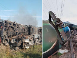 sabotage rails 15 tankers off track train driver dead near st petersburg—3 rosgvardia blown up rail bomb oryol oblast derailments across russia's leningrad 14 2025 photos telegram/supernova+ russian-train-decided-to-have-a-nap three rosgvardiya