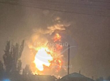 Fire at the oil terminal in Feodosia, occupied Crimea, on the night of 6 October.