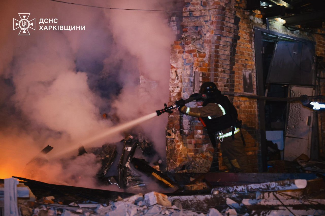 russia bombs hospital housing over 100 patients keeps targeting power grid kirovohrad oblast kharkiv · post firefighter extinguishes blaze following russia’s overnight attack 13–14 2025 875f5026-1461-4e18-be6b-5b2915172434 guided bomb explosion injured
