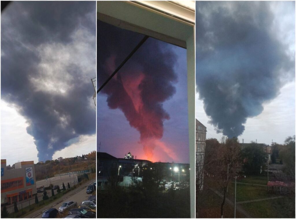 ukrainian drones spark massive fire rosneft's major oil refinery samara's novokuybyshevsk (video) · post novokuybyshevsky russia's samara oblast 19 2025 exilenova+ dewatermarkai_1760874170327 struck russian overnight igniting raged morning telgram channels