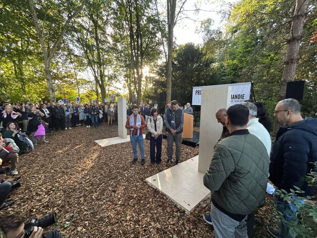 Families and colleagues gather at the Bayeux War Reporters' Memorial on 9 October to honor 73 journalists killed in the line of duty in the past year.