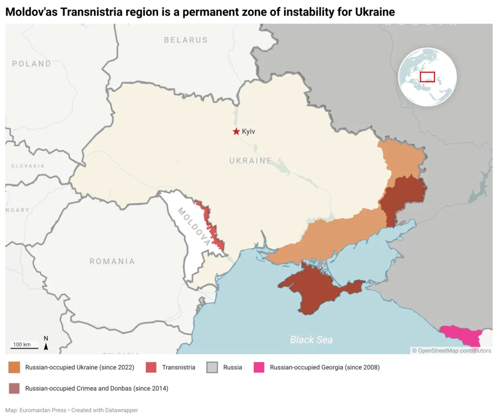 Map of Moldova and Ukraine
