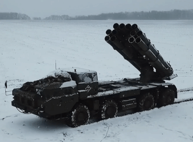 A Russian “Tornado-S” multiple launch rocket system.