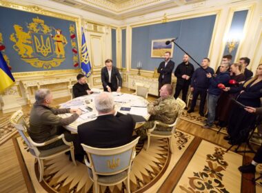 Ukrainian President Volodymyr Zelenskyy during a meeting on sanctions policy, where he announced new restrictions on pro-Russian propagandists and companies supporting Russia's military-industrial complex, 31 October 2025.