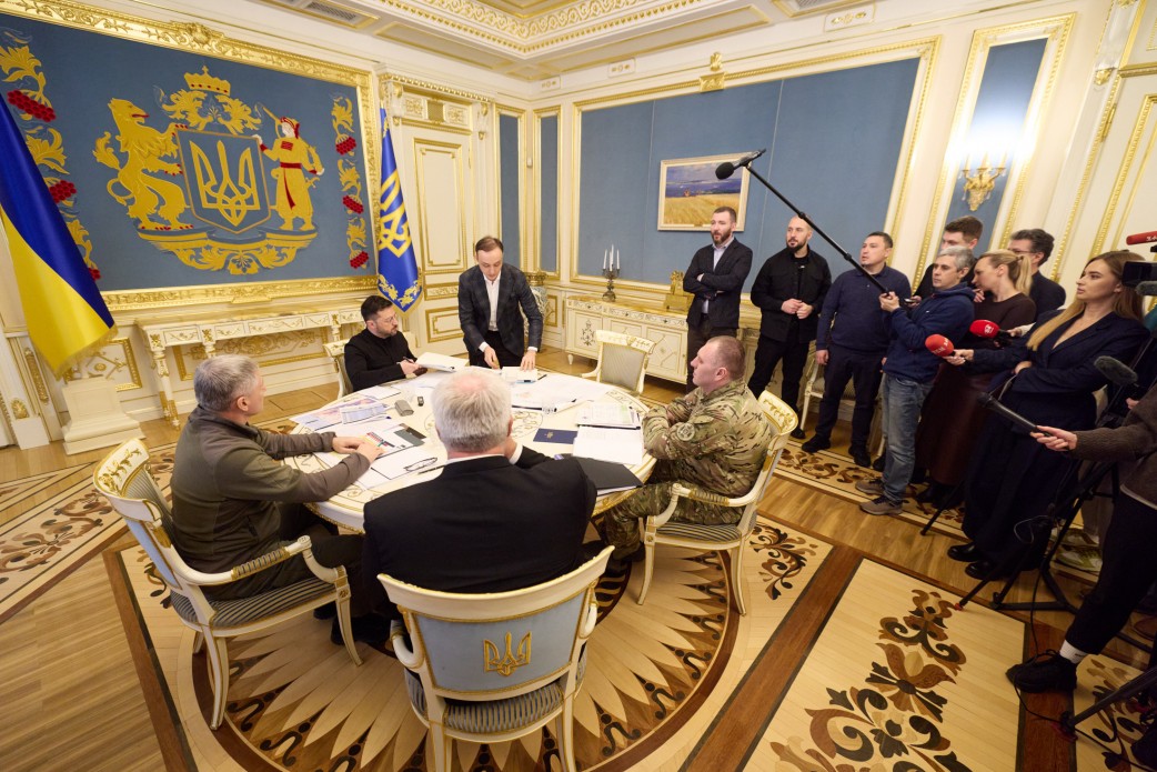 Ukrainian President Volodymyr Zelenskyy during a meeting on sanctions policy, where he announced new restrictions on pro-Russian propagandists and companies supporting Russia's military-industrial complex, 31 October 2025.