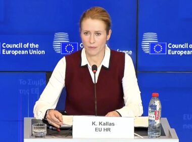 EU High Representative for Foreign Affairs and Security Policy Kaja Kallas delivers press remarks following the Foreign Affairs Council on 20 October 2025