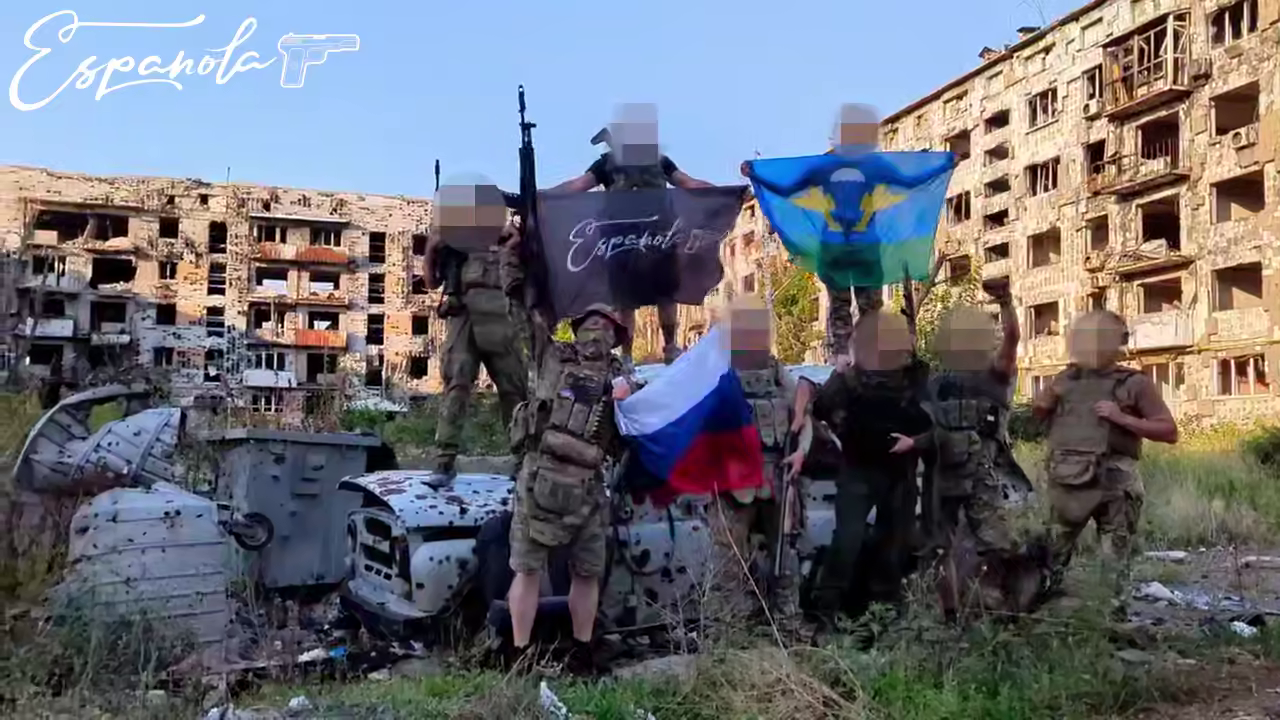 Screenshot of the Russian “Española” brigade’s video statement on Telegram announcing the group’s disbandment, 2 October 2025.