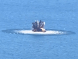 Destruction of a Russian naval drone in the Black Sea, 17 October, 2025. Screenshot from video.