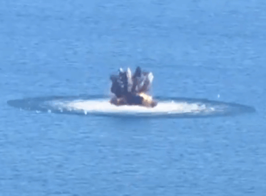 Destruction of a Russian naval drone in the Black Sea, 17 October, 2025. Screenshot from video.