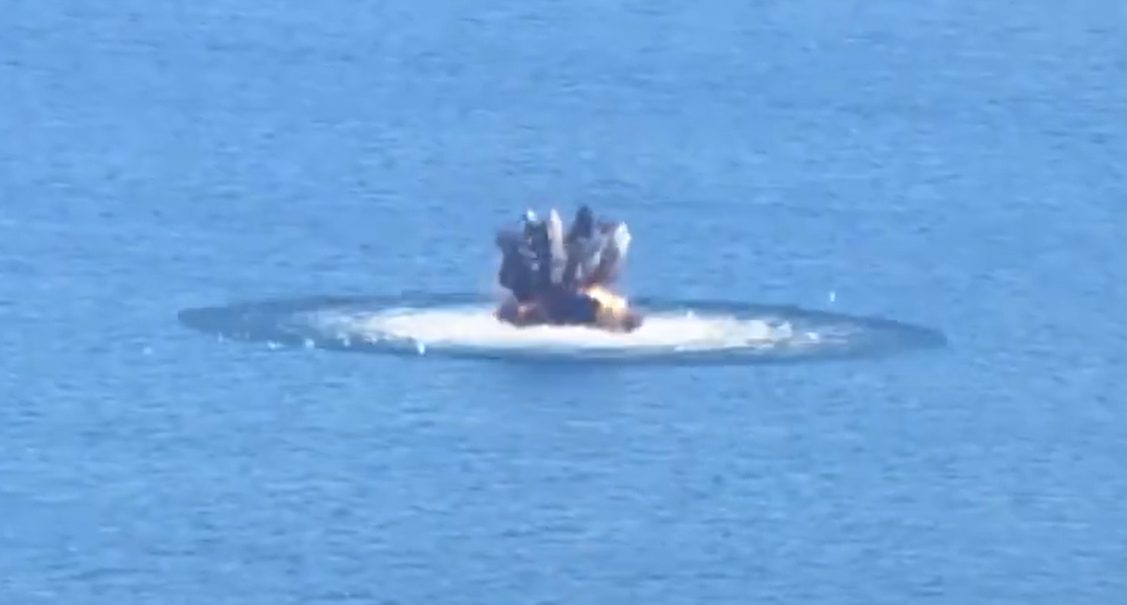 Destruction of a Russian naval drone in the Black Sea, 17 October, 2025. Screenshot from video.