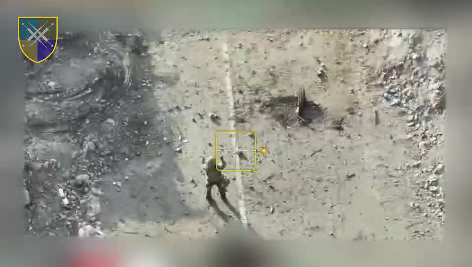 A Russian soldier trying to surrender to Ukrainian forces before being struck by a Russian drone, 20 October, 2025.