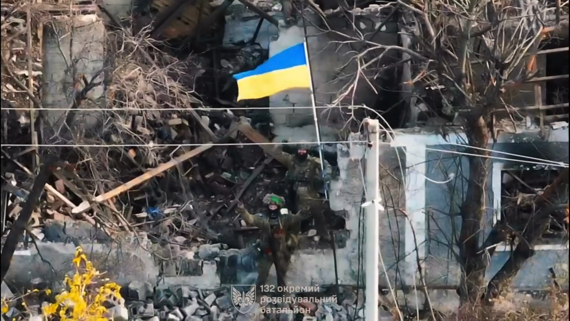 Ukrainian soldiers raising the Ukrainian flag in the liberated village of Kucheriv Yar, Donetsk Oblast, 22 October, 2025. Screenshot from video. Ukrainian soldiers raising the Ukrainian flag in the liberated village of Kucheriv Yar, Donetsk Oblast, 22 October, 2025. Screenshot from video.