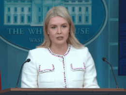 US White House Press Secretary Karoline Leavitt speaking at a press conference on 23 October, 2025. Screenshot from video.