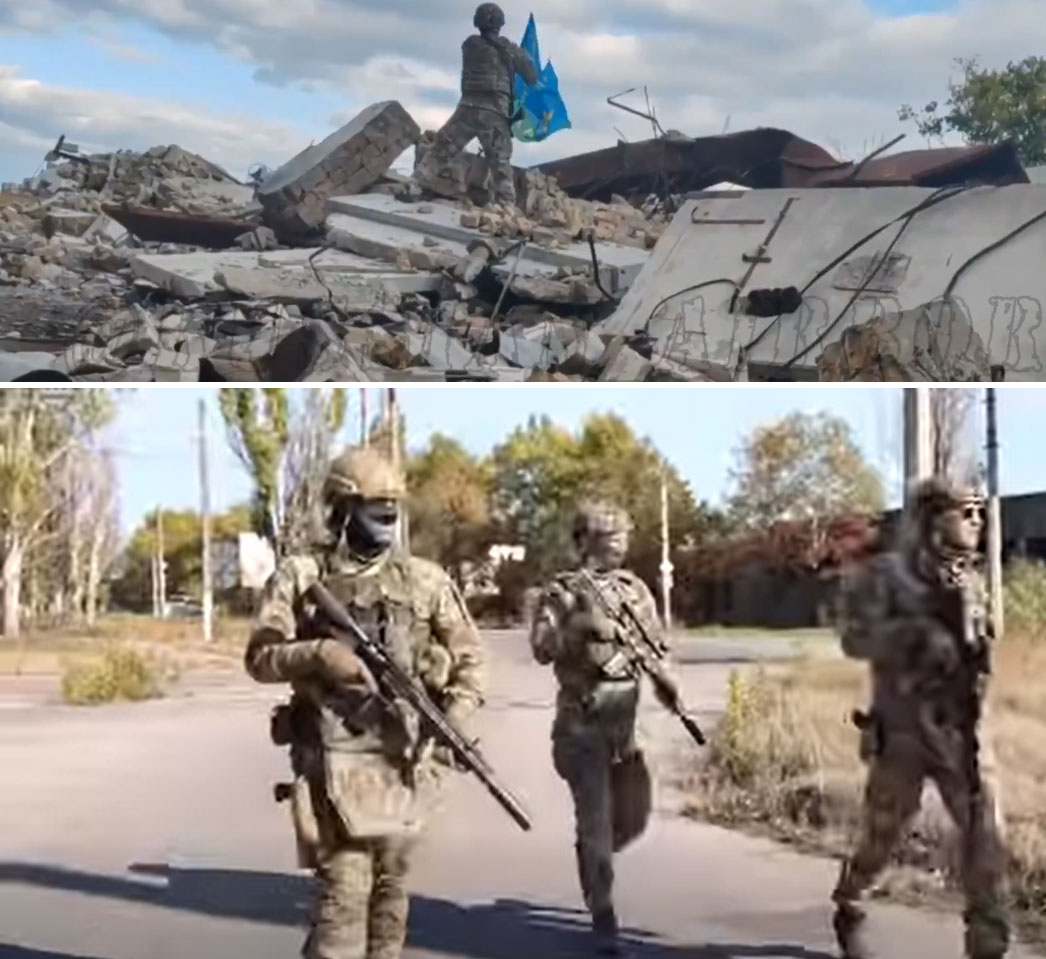 isw russia fakes battlefield gains kherson convince west it's winning war—but ukrainian troops filmed strolling next day · post russian flag-planting info-op island soldier installs vdv airborne forces flag amid