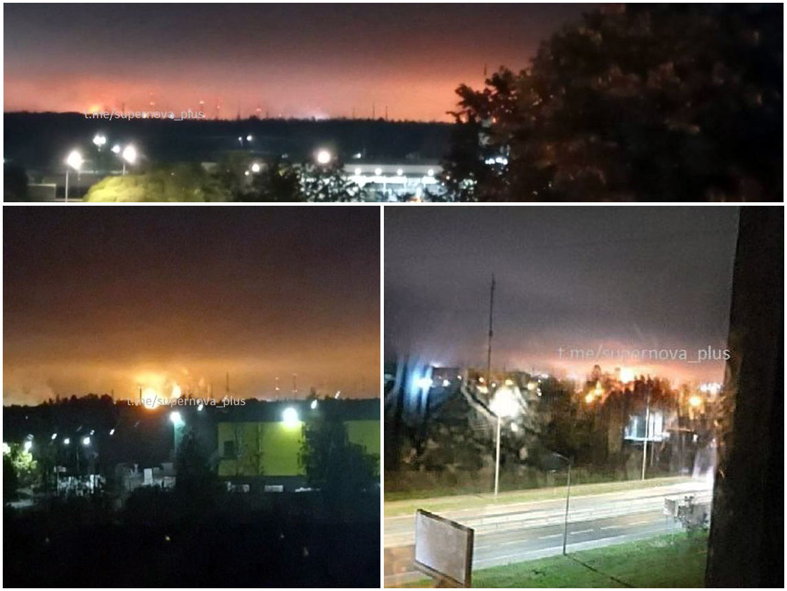 another refinery attack fire kinef ablaze leningrad oblast drone strike (video) fires visible horizon oil kirishi after strikes 4 2025 kirishi-refinery-fire early hours drones again struck ukrainian telegram channels exilenova+