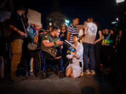 politico kyiv lives under russian drones doubts — ukrainians now wonder europe still remembers · post rare protest martial law kyiv’s maidan square participants hold handwritten signs demanding accountability military