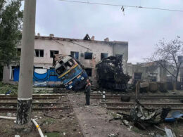 russia hit ukraine’s railways overnight — kills civilian woman northeastern ukraine damaged locomotive railway depot odesa 1-2 2025 odesa-train-destroyed-by-rusnia launched another drone missile attack 2 hitting infrastructure sumy oblasts killing