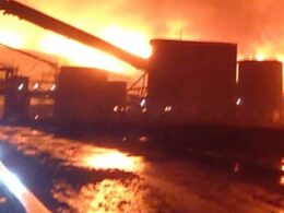 Fire at a DTEK coal mine in Dnipropetrovsk Oblast after a Russian attack on 19 October, 2025.