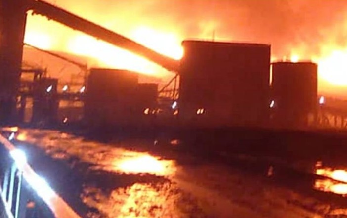 Fire at a DTEK coal mine in Dnipropetrovsk Oblast after a Russian attack on 19 October, 2025.