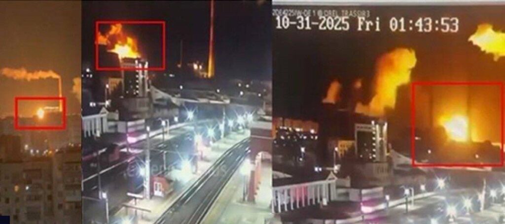 Fires at Russian power facilities following Ukrainian Navy Neptune missile strikes, 31 October 2025.