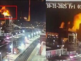 Fires at Russian power facilities following Ukrainian Navy Neptune missile strikes, 31 October 2025.