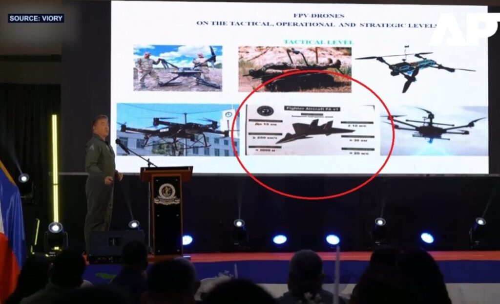 Ukrainian delegation presenting unmanned Fighter Aircraft FA v1 concept at the Drone Warfare Summit in the Philippines, October 2025.