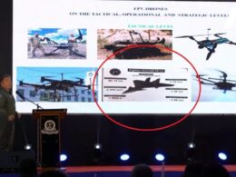Ukrainian delegation presenting unmanned Fighter Aircraft FA v1 concept at the Drone Warfare Summit in the Philippines, October 2025.
